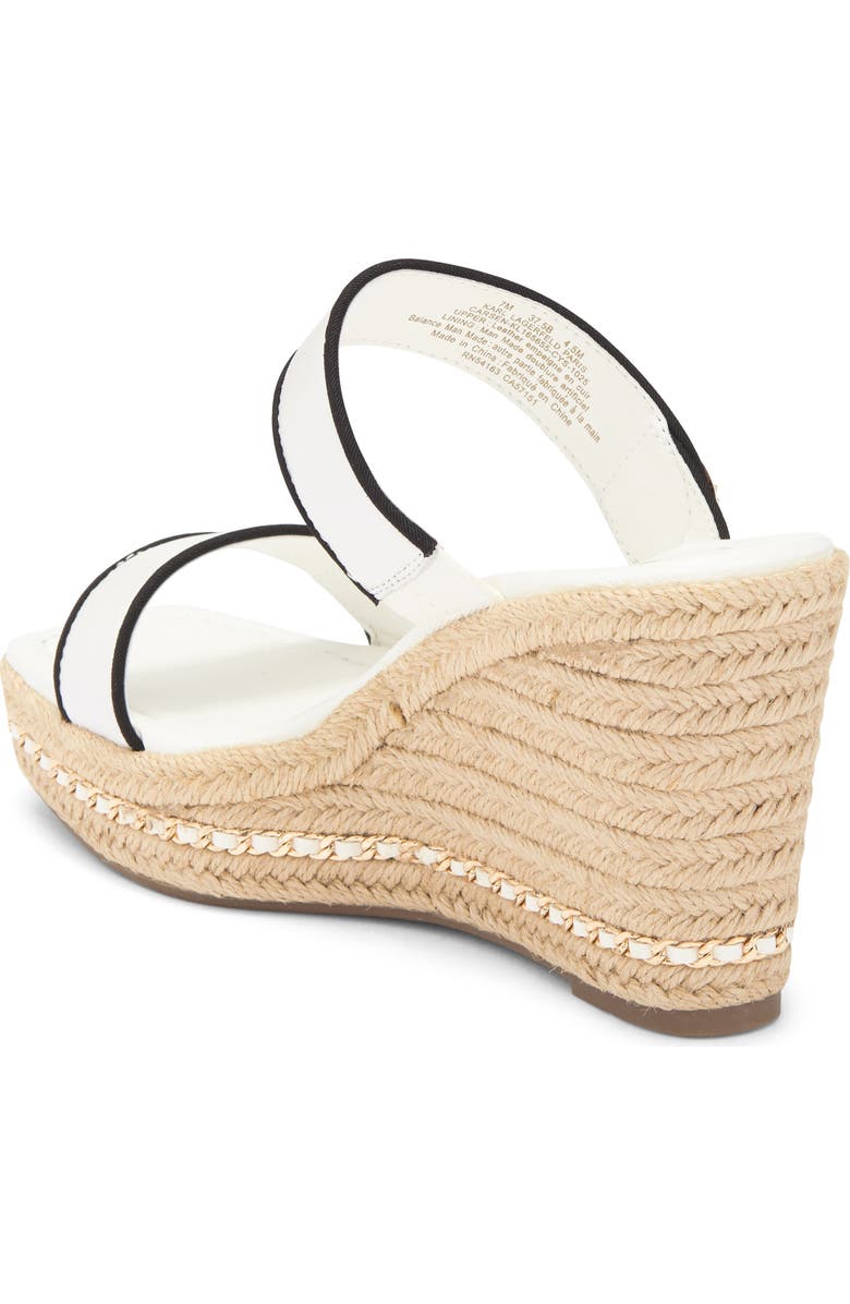 KARL LAGERFELD PARIS Carsen Espadrille Platform Wedge Sandal, Alternate, color, Bright White/ Black