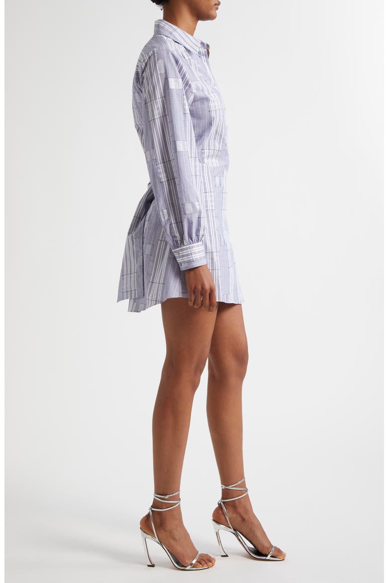 Sariah Metallic Plaid Long Sleeve Cotton Blend Mini Shirtdress, Alternate, color, NAVY PATCHWORK