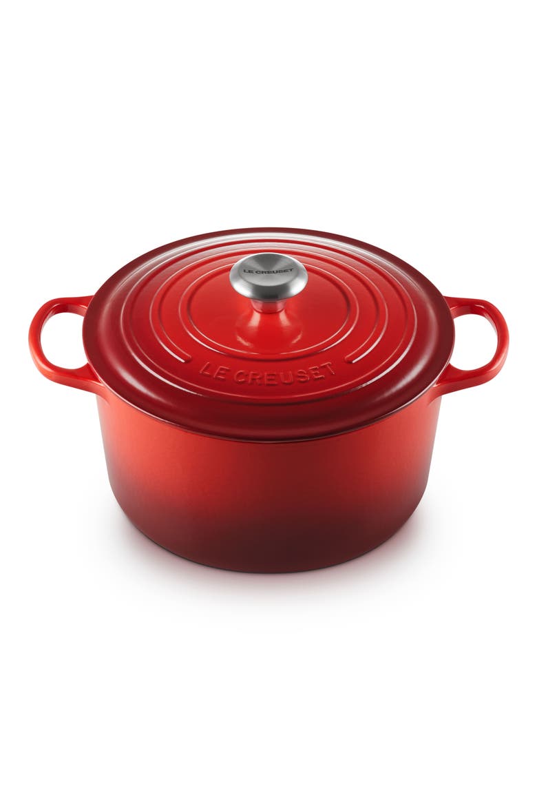 Signature 6.5-Quart Round Enamel Cast Iron Dutch Oven, Alternate, color, CERISE