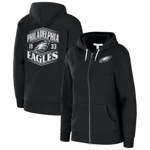 Women's WEAR by Erin Andrews  Black Philadelphia Eagles Angled Full-Zip Hoodie