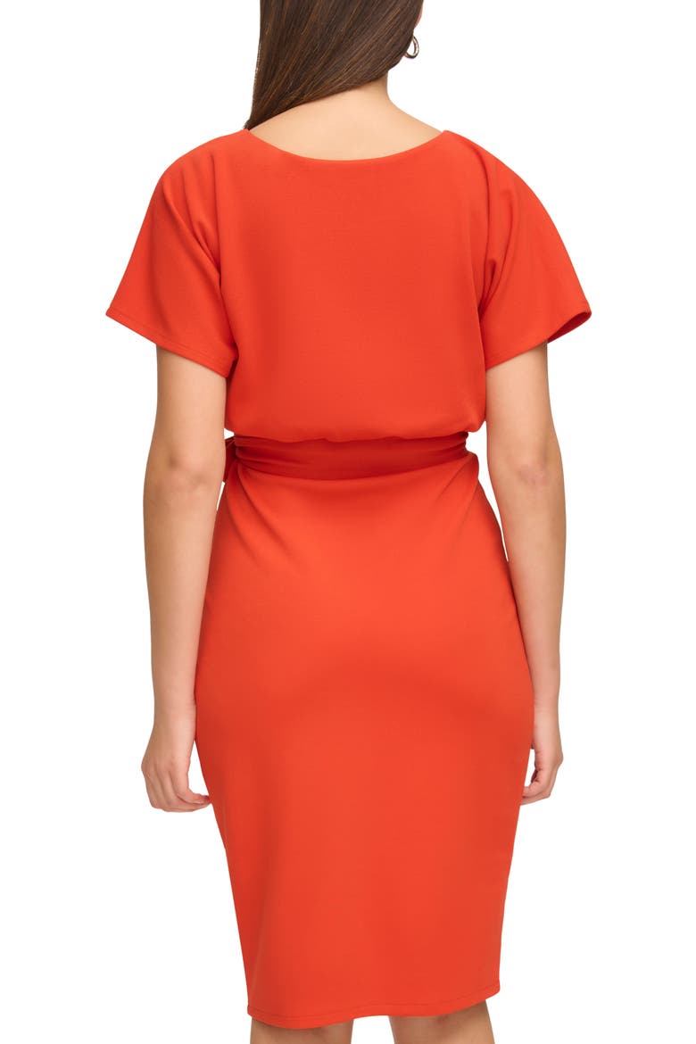 Tie Front Blouson Dress, Alternate, color, BURNT ORANGE