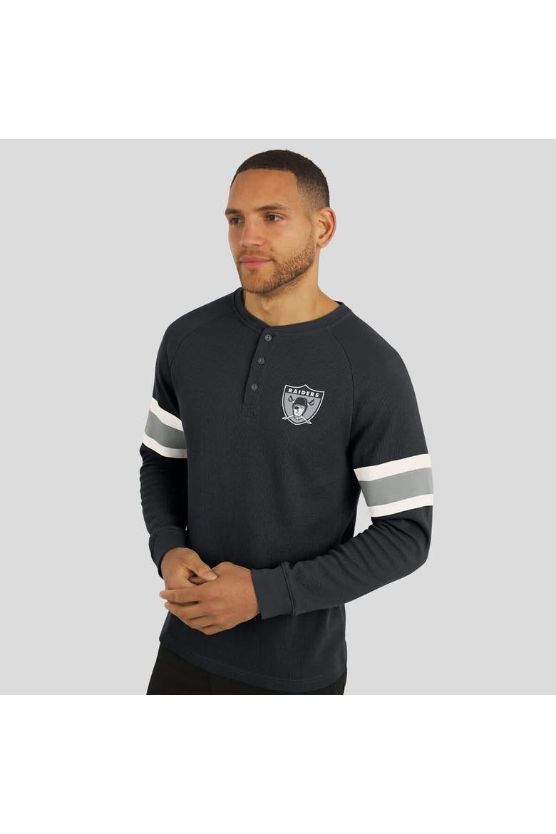 Men's Darius Rucker Collection by Fanatics Black Las Vegas Raiders Waffle-Knit Raglan Long Sleeve Henley T-Shirt, Alternate, color, Black