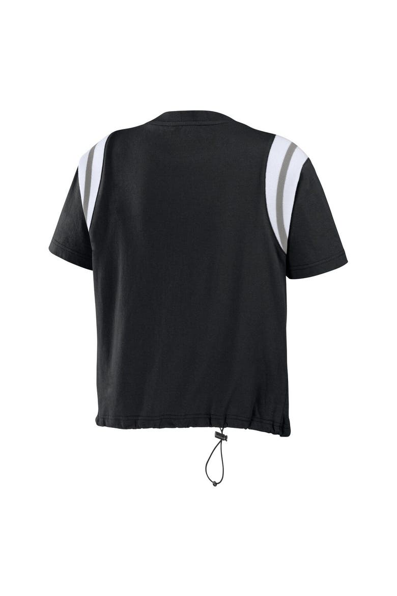 Women's WEAR by Erin Andrews Black Chicago White Sox Cinched Colorblock T-Shirt, Alternate, color, Black