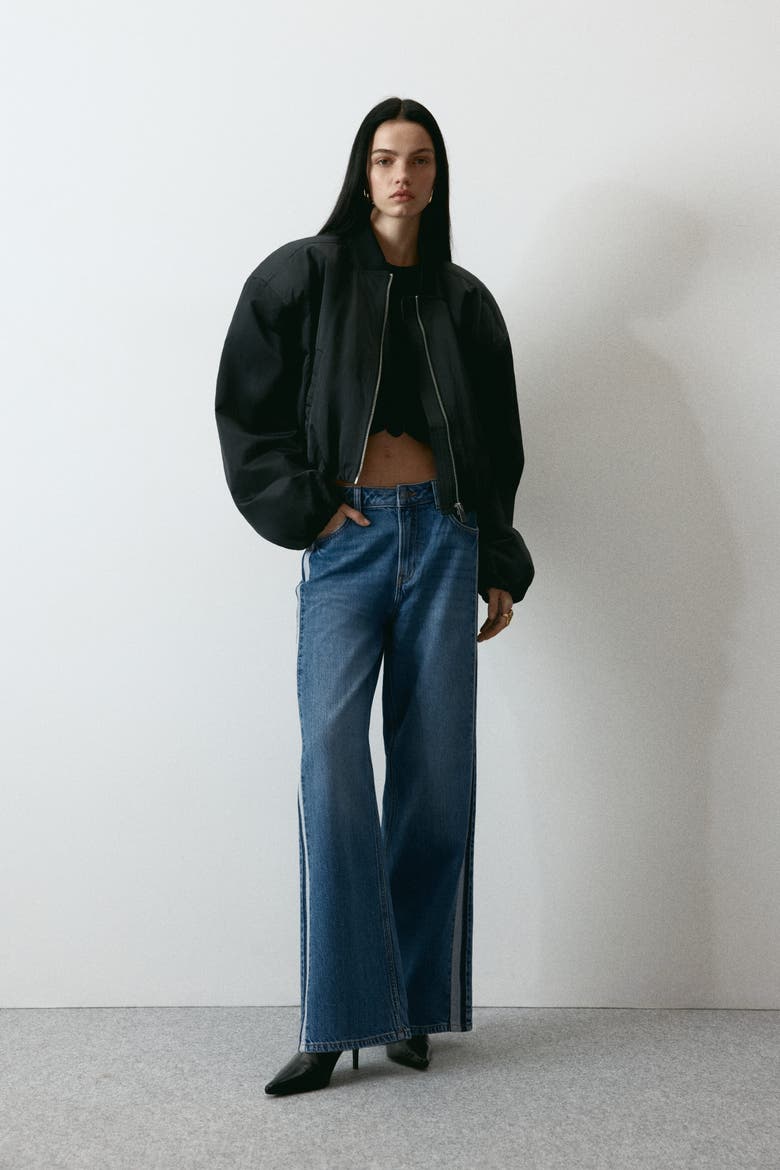 Wide Regular Side-striped Jeans, Alternate, color, Denim blue/dark blue