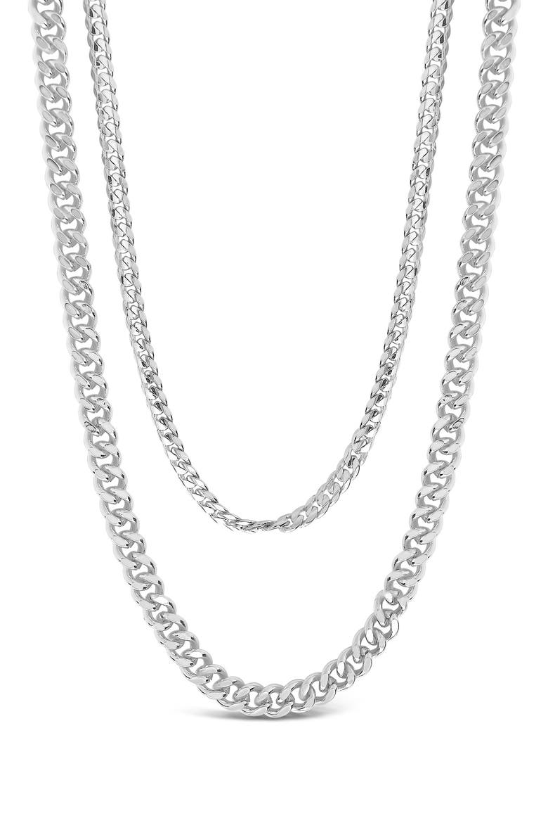 14K Gold Plated Everyday Layered Curb Chain Necklace, Main, color, SILVER