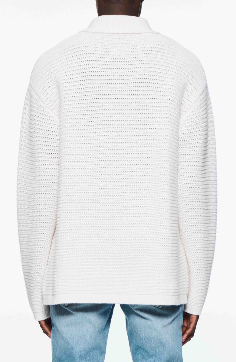 PURPLE BRAND Embroidered Polo Sweater, Alternate, color, Off White