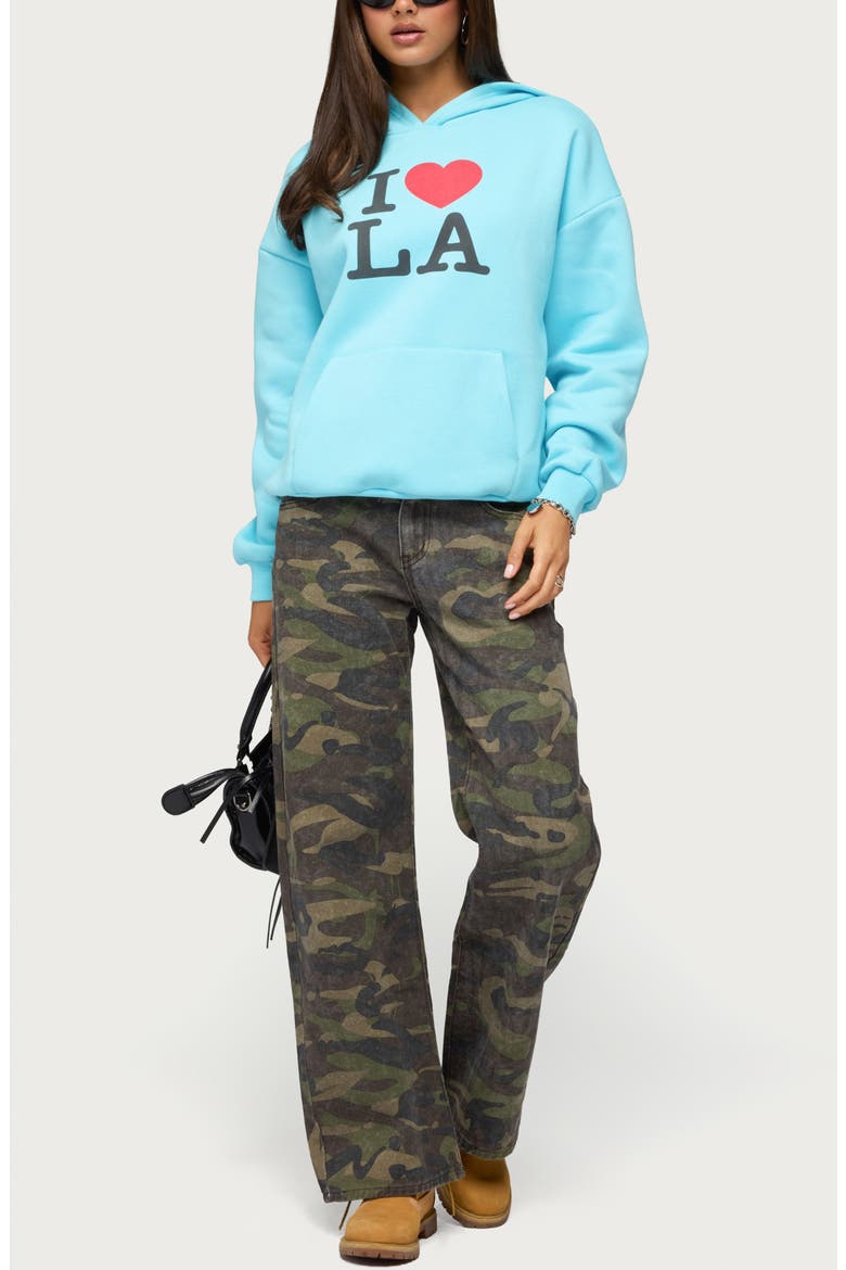 Soya Camo Print Low Rise Baggy Jeans, Alternate, color, OLIVE-WASHED