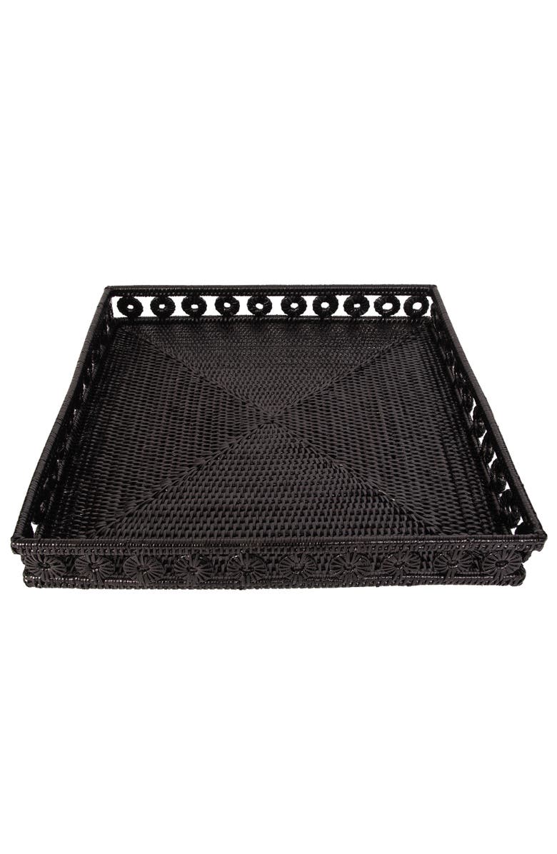 Artifacts Trading Company<sup>™</sup> Artifacts Rattan Inna Design Square Tray With Glass Insert, Alternate, color, Tudor Black