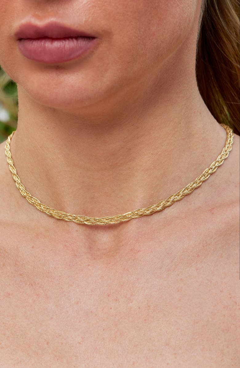 SAVVY CIE JEWELS Woven Chain Necklace, Alternate, color, Yellow Gold
