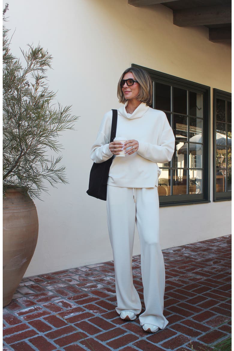 x Cellajaneblog Scuba Knit Turtleneck Sweatshirt, Alternate, color, PORCELAIN BEIGE