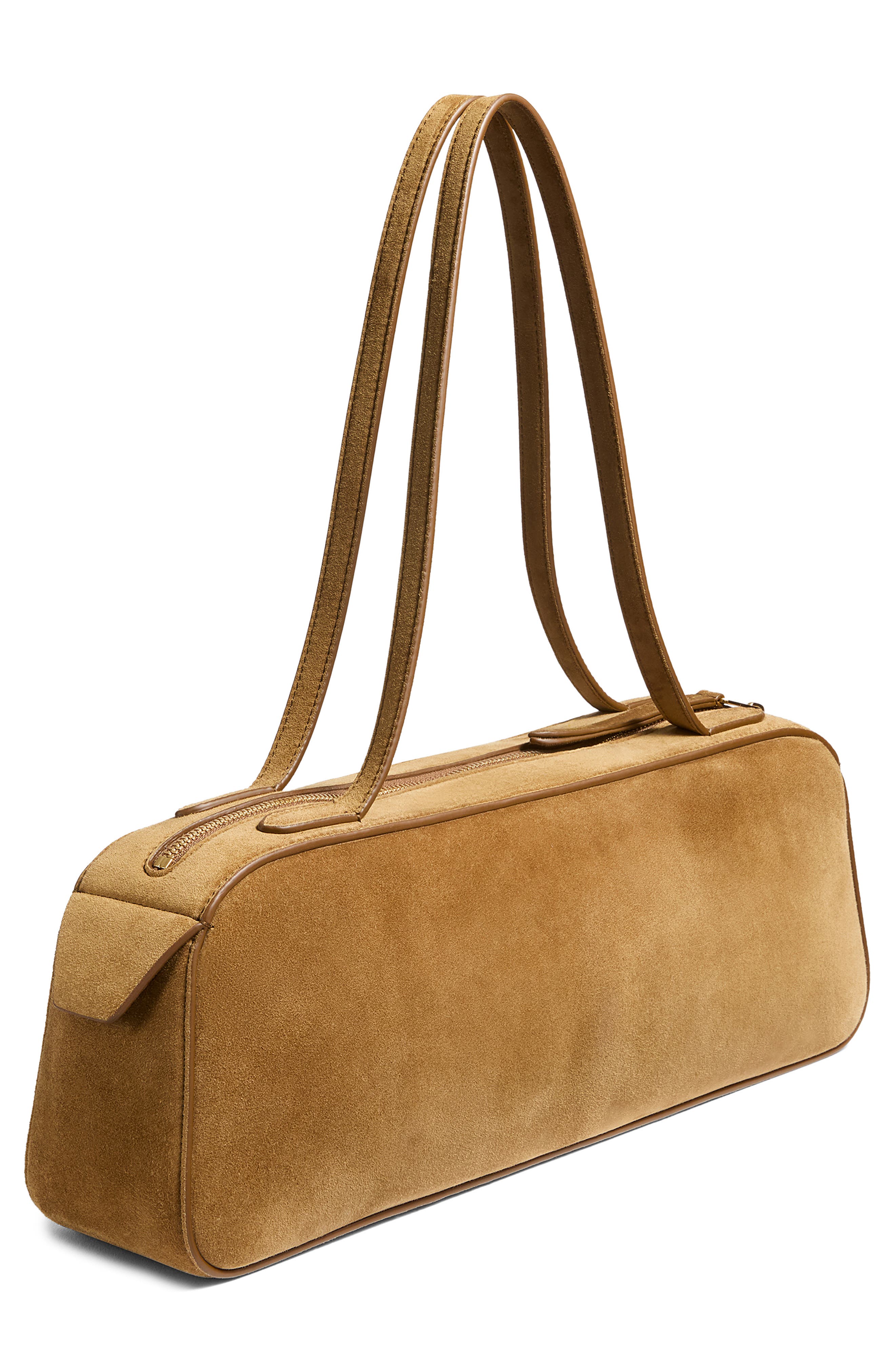 Khaite Simona Suede Shoulder Bag, Alternate, color, Mud