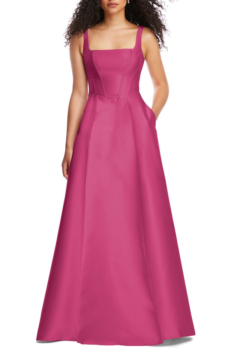 Corset Satin Gown, Main, color, TEA ROSE