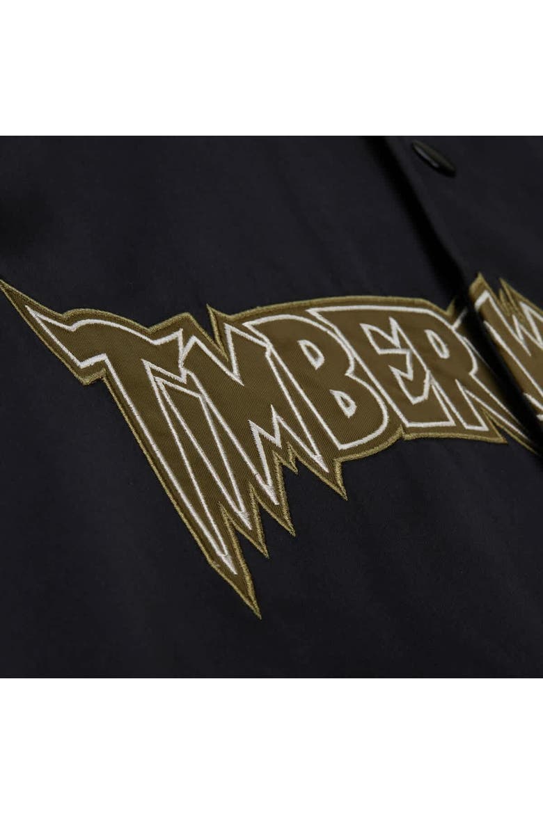 Men's Mitchell & Ness Olive/Black Minnesota Timberwolves Clutch Satin Raglan Full-Snap Jacket, Alternate, color, Olive