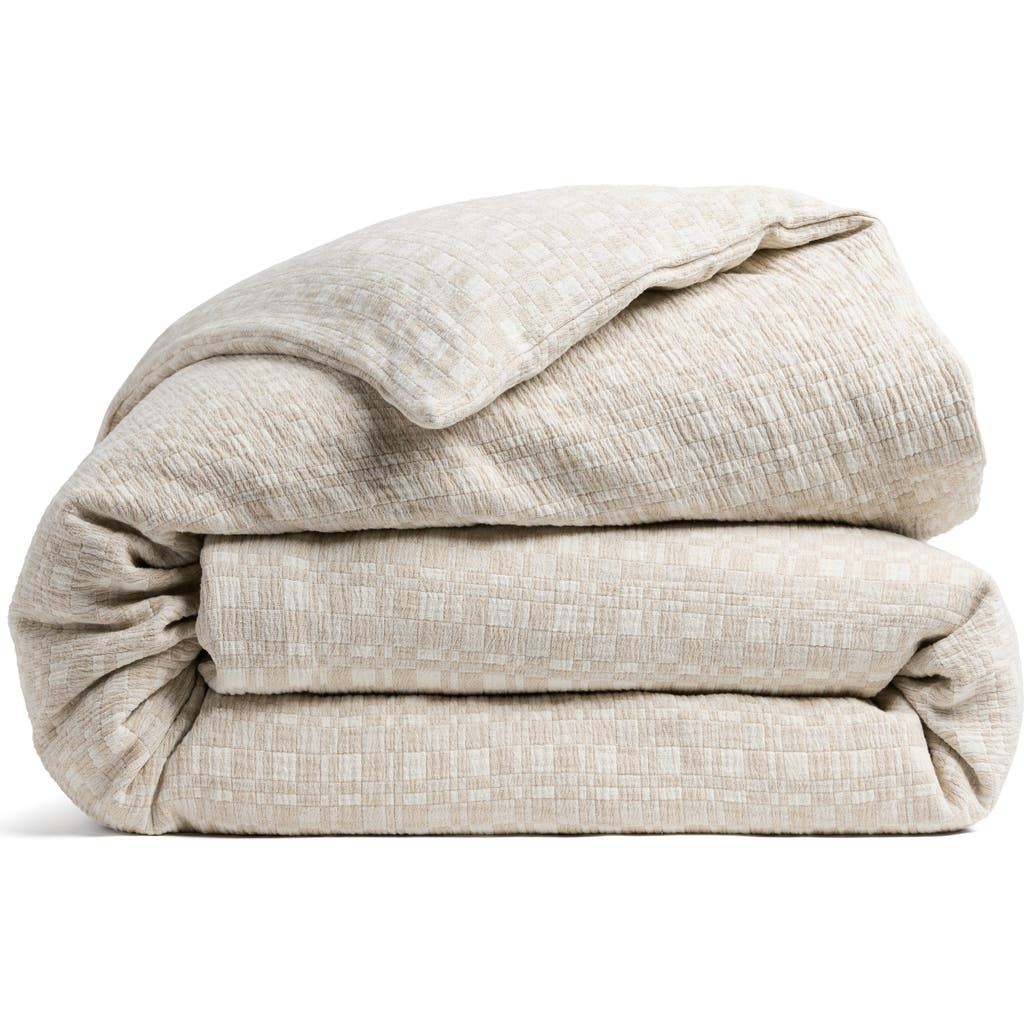 Parachute Modern Check Organic Cotton Jacquard Duvet Cover In Neutral