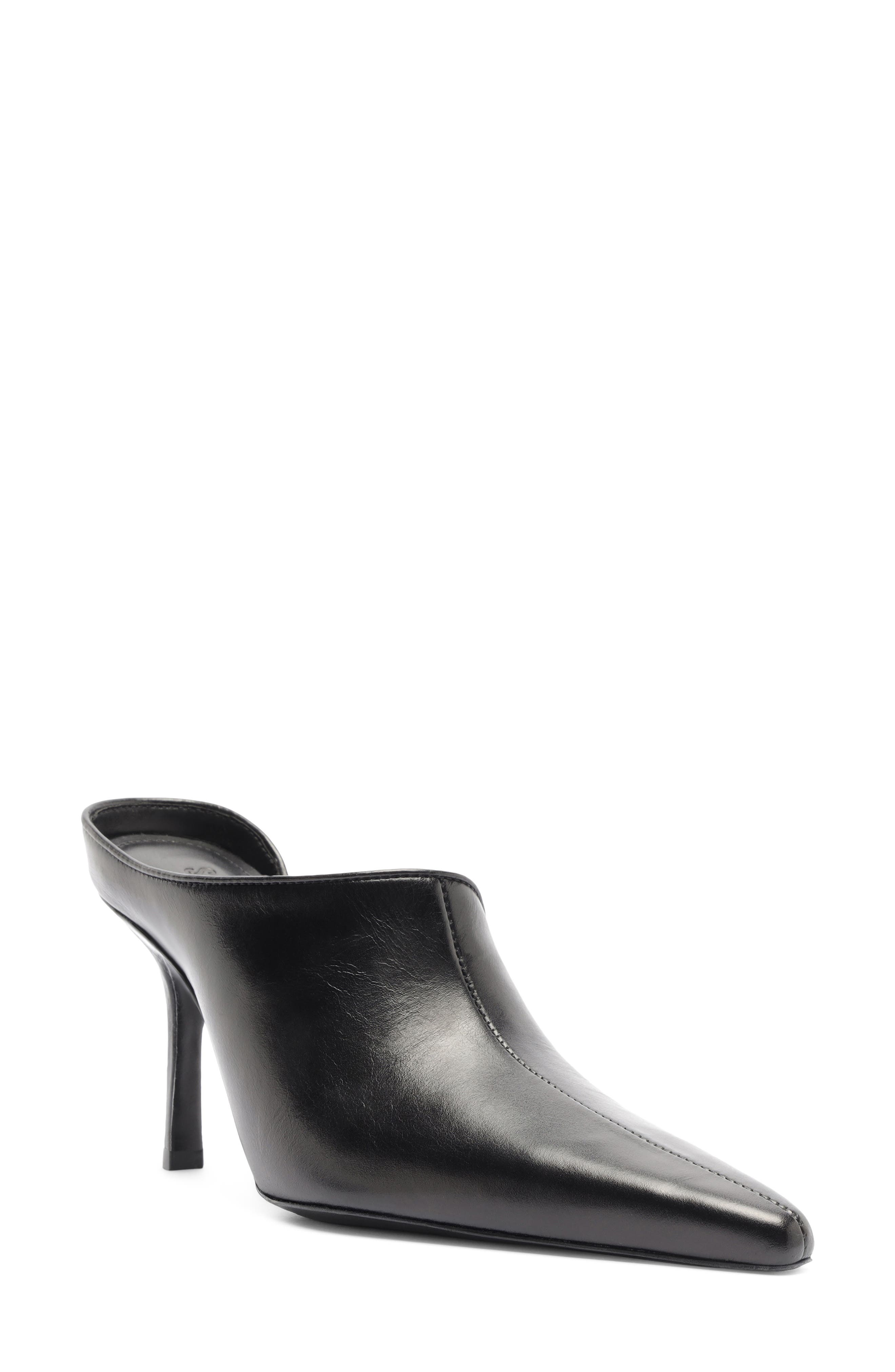 Abby Ankle Strap Pointed Toe Sandal, Main, color, BLACK