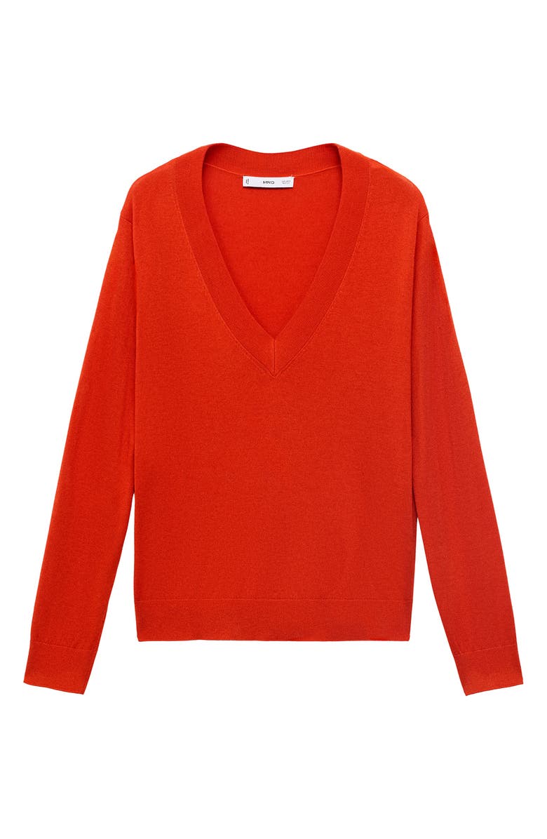 MANGO V-Neck Sweater, Alternate, color, Dark Orange
