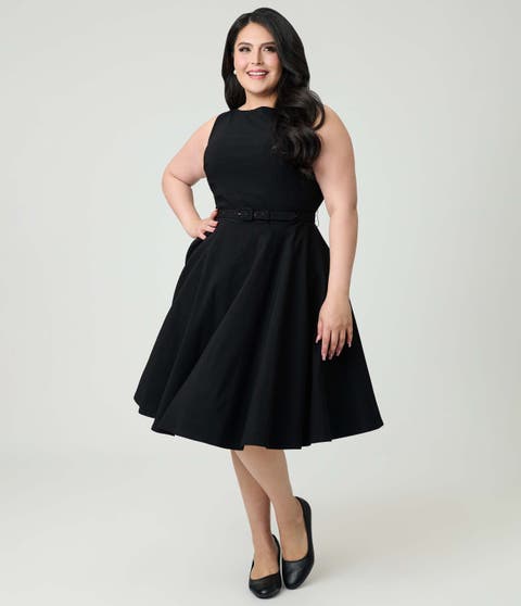 Plus Size Long Sleeve Belted Devon Swing Dress