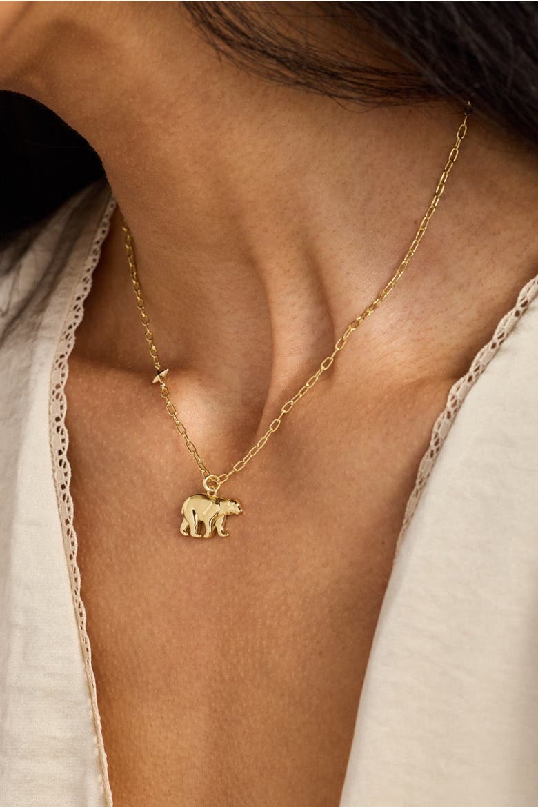 'Mama Bear' Pendant Necklace, Alternate, color, Gold