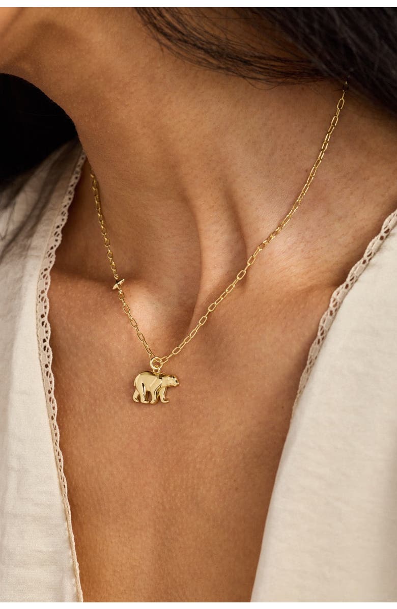 Alex and Ani 'Mama Bear' Pendant Necklace, Alternate, color, Gold