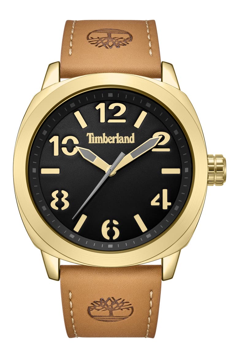 Classic Quartz Leather Strap Watch, 46mm, Main, color, TAN