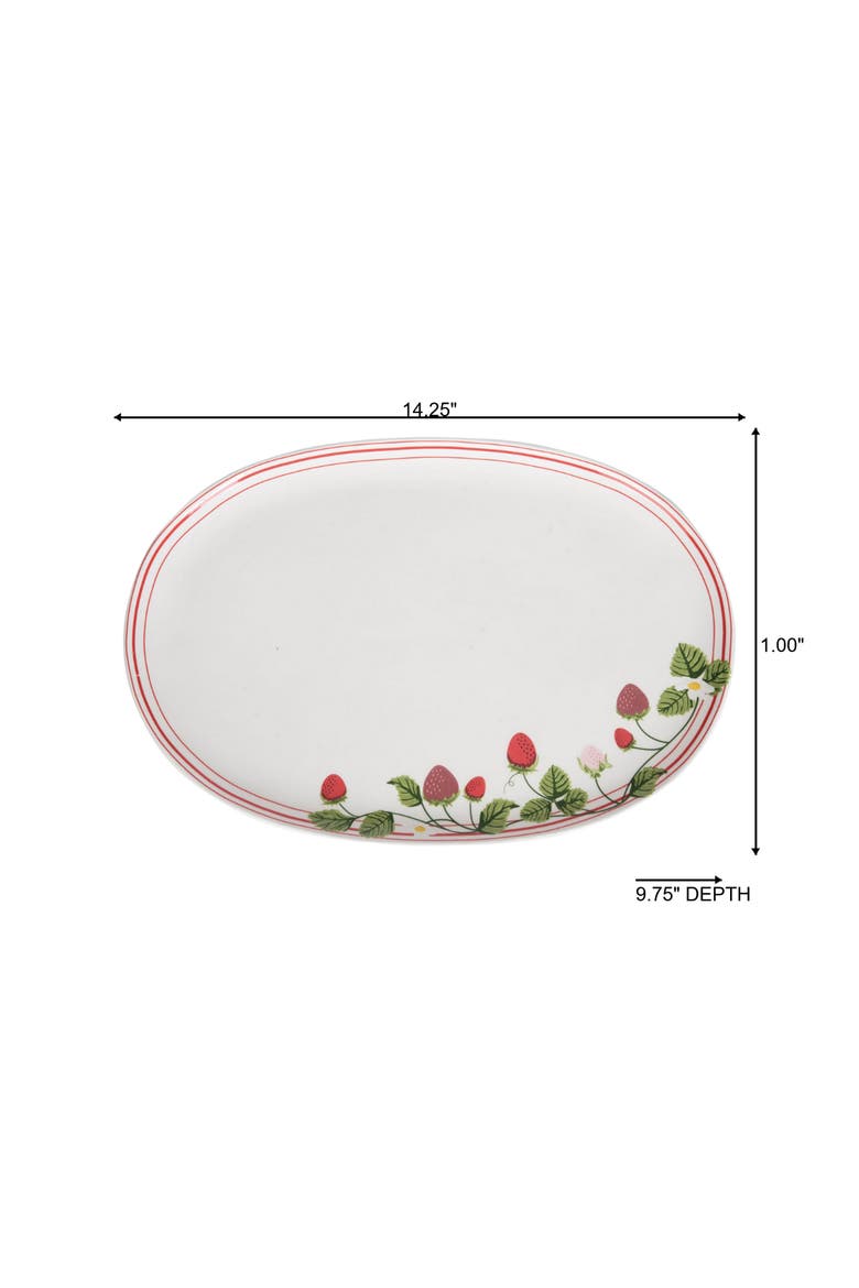 Dolomite Strawberry Platter Ceramic Serving Platter for Spring Indoor Use Gift Giving and Entertaining Dishwasher Safe, Alternate, color, White