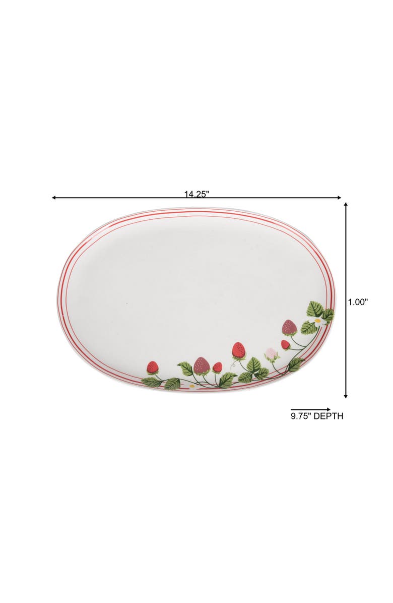 Transpac Dolomite Strawberry Platter Ceramic Serving Platter for Spring Indoor Use Gift Giving and Entertaining Dishwasher Safe, Alternate, color, White