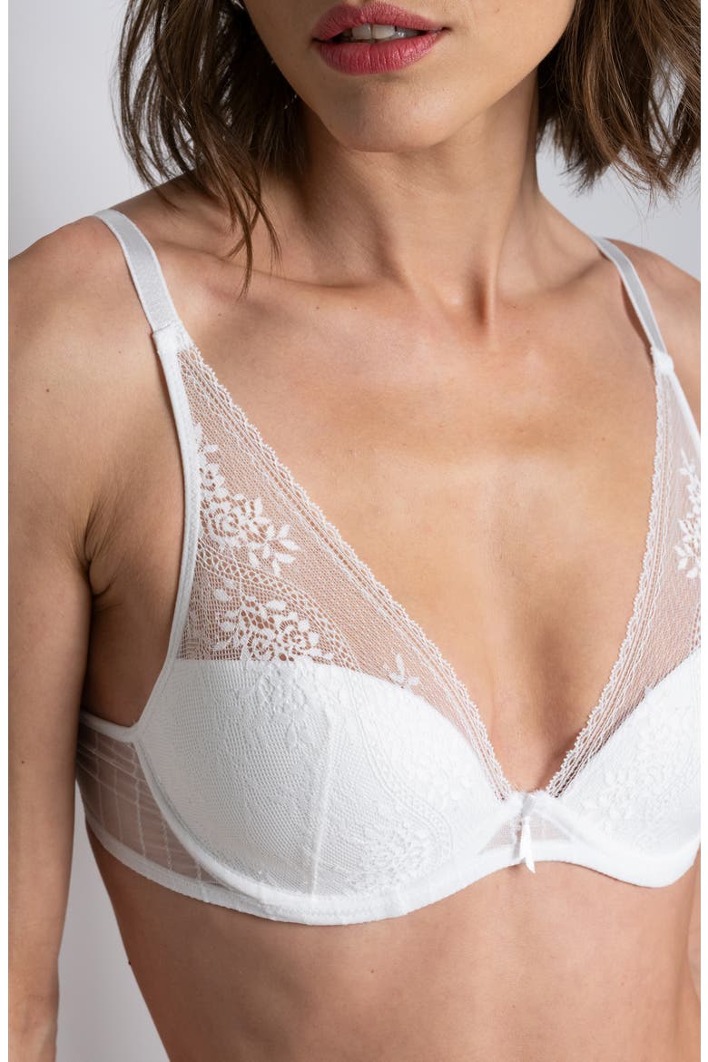 Maddie Underwire Plunge Bra, Alternate, color, WHITE