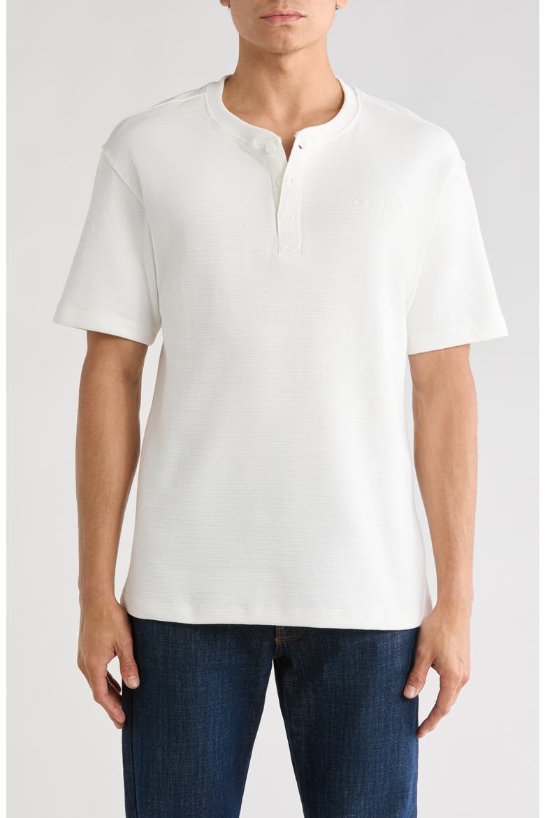 Tonal Embroidery Short Sleeve Henley, Main, color, OFF WHITE W/ TONAL EMBRODERY