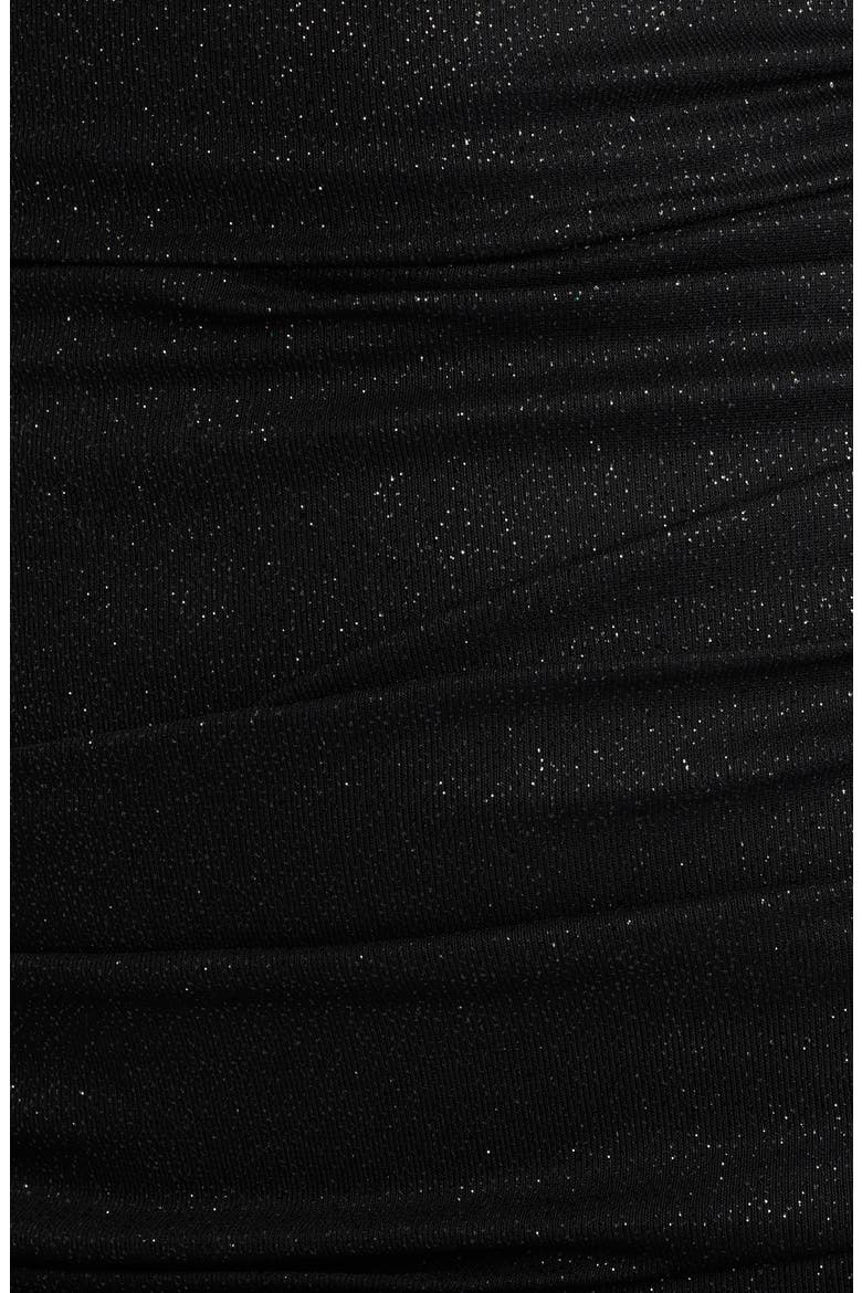 Glitter Asymmetric Hem Mesh Cocktail Dress, Alternate, color, BLACK