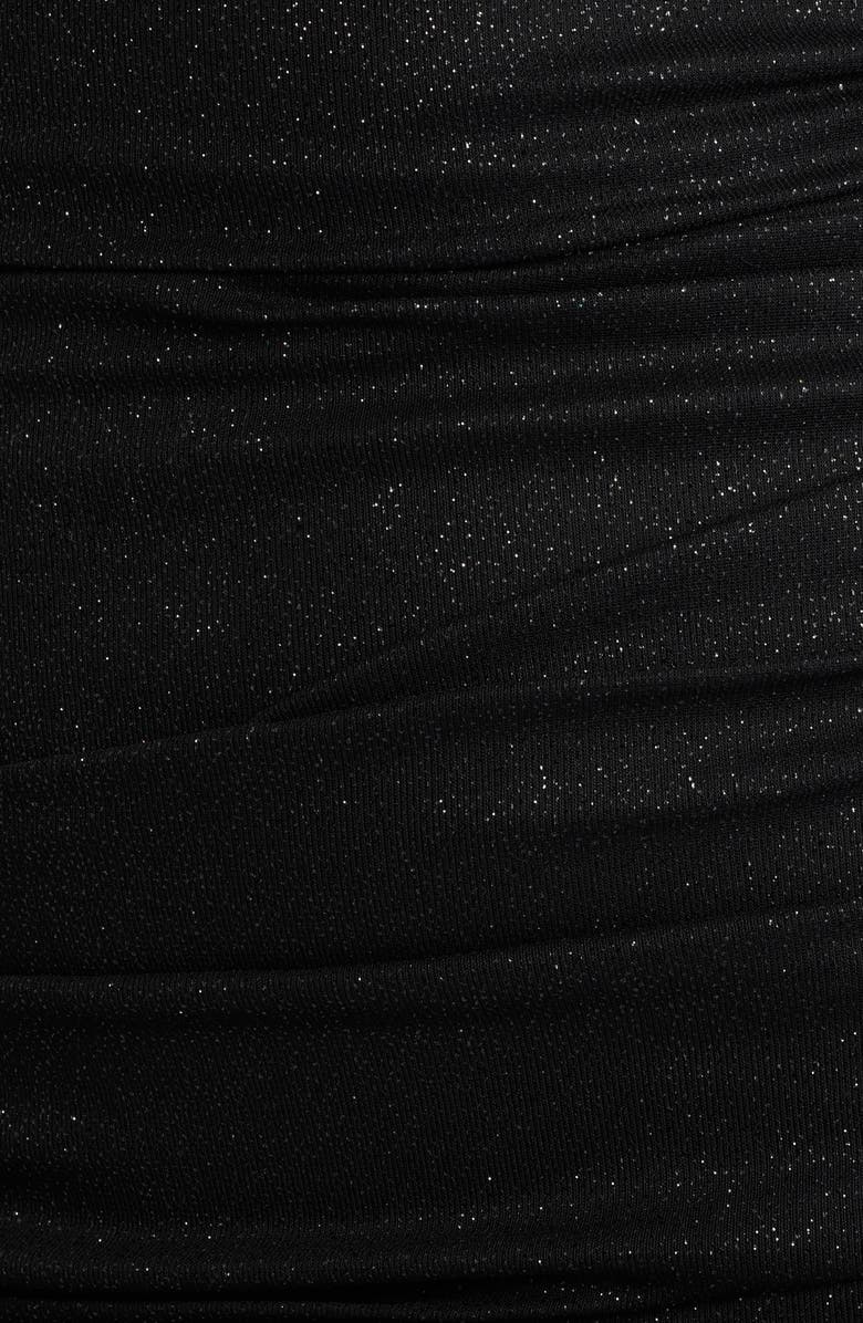 Jump Apparel Glitter Asymmetric Hem Mesh Cocktail Dress, Alternate, color, Black