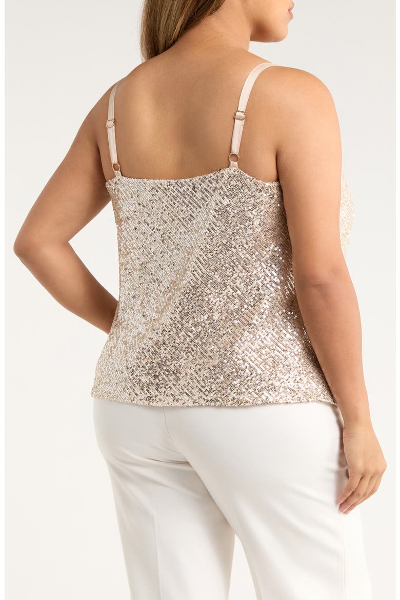 Sequin Cowl Neck Camisole, Alternate, color, NUDE SILVER