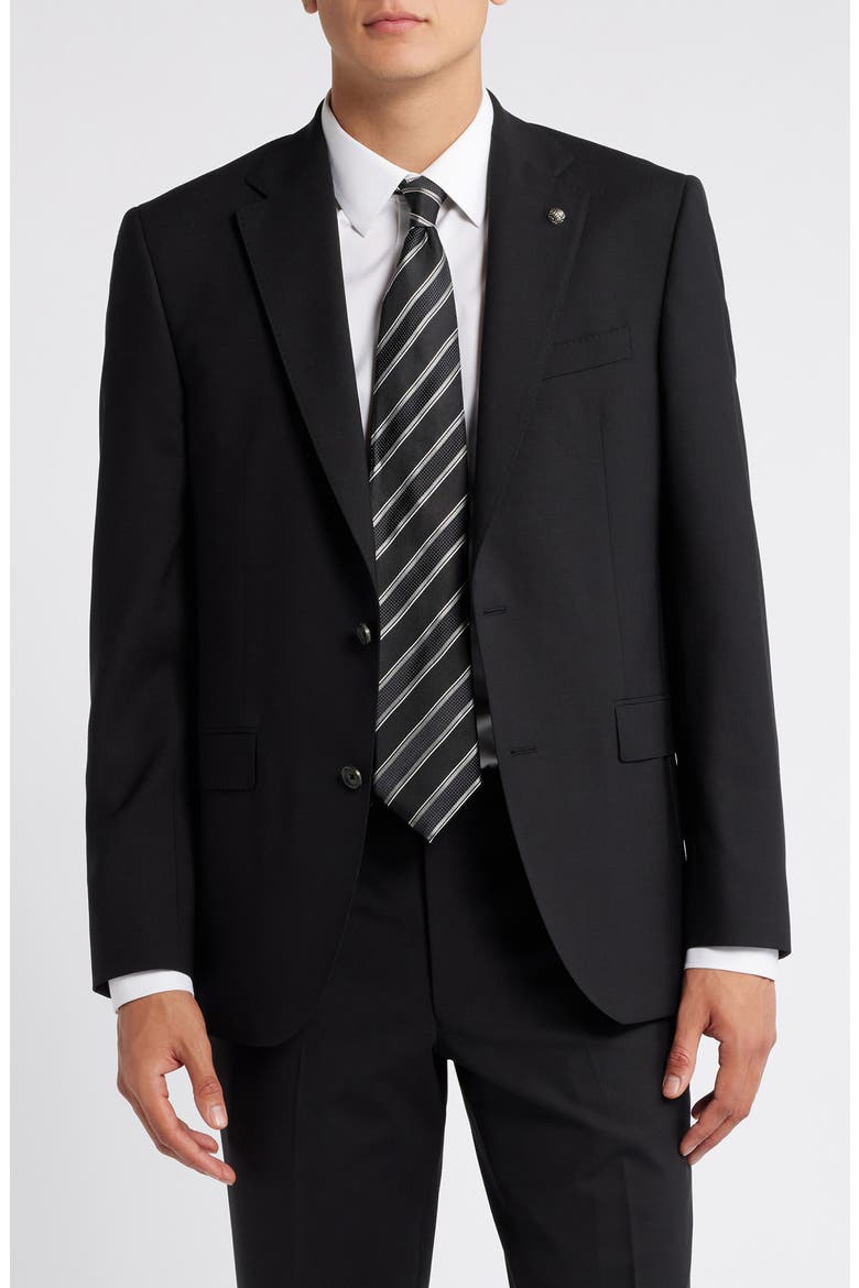 Esprit Solid Stretch Wool Suit, Alternate, color, BLACK