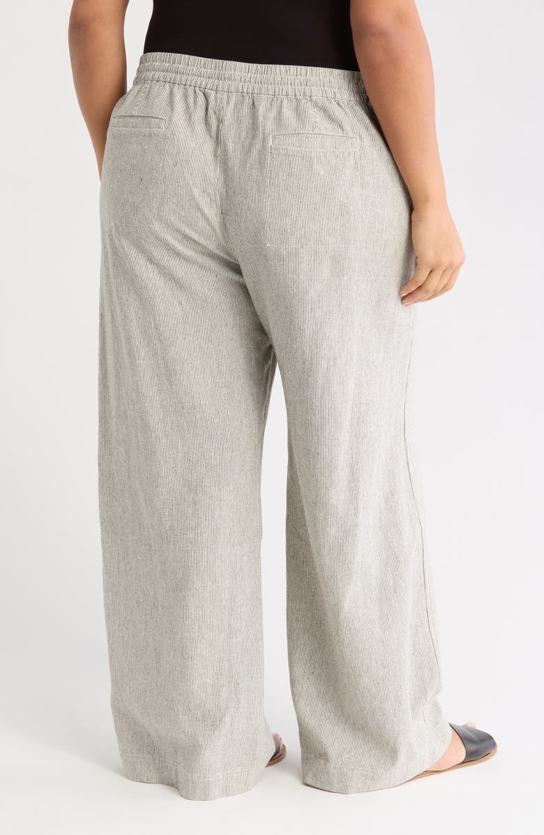 Caslon<sup>®</sup> Stripe Linen Blend Drawstring Pants, Alternate, color, Olive- Ivory Ticking Stripe