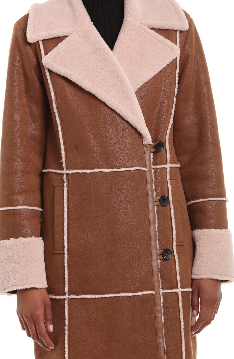 Avec Les Filles Double Breasted Faux Shearling Coat, Alternate, color, 