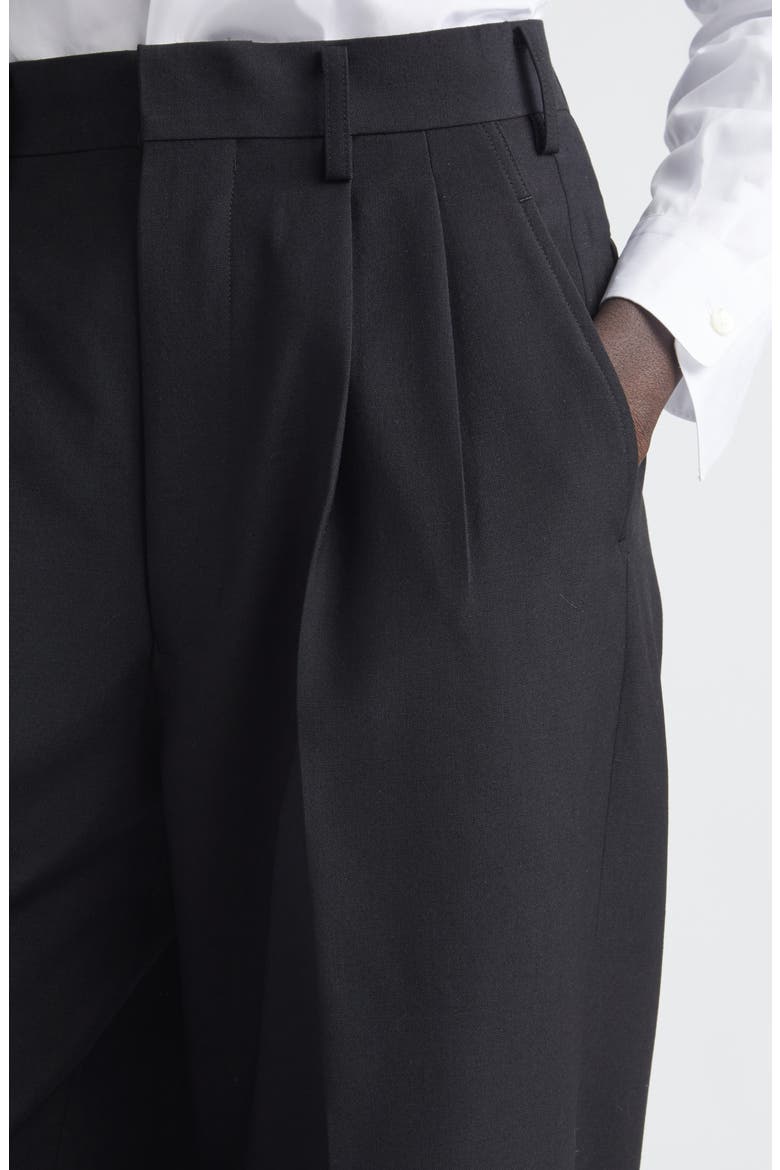 High Waist Pleated Wool & Mohair Wide Leg Pants, Alternate, color, BLACK