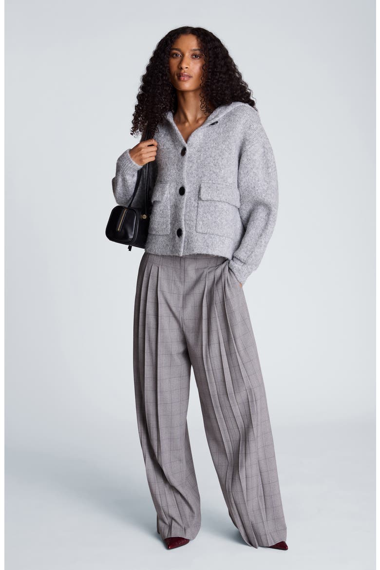 High Waist Triple Pleat Wide Leg Pants, Alternate, color, LIGHT MED BARK MULTI