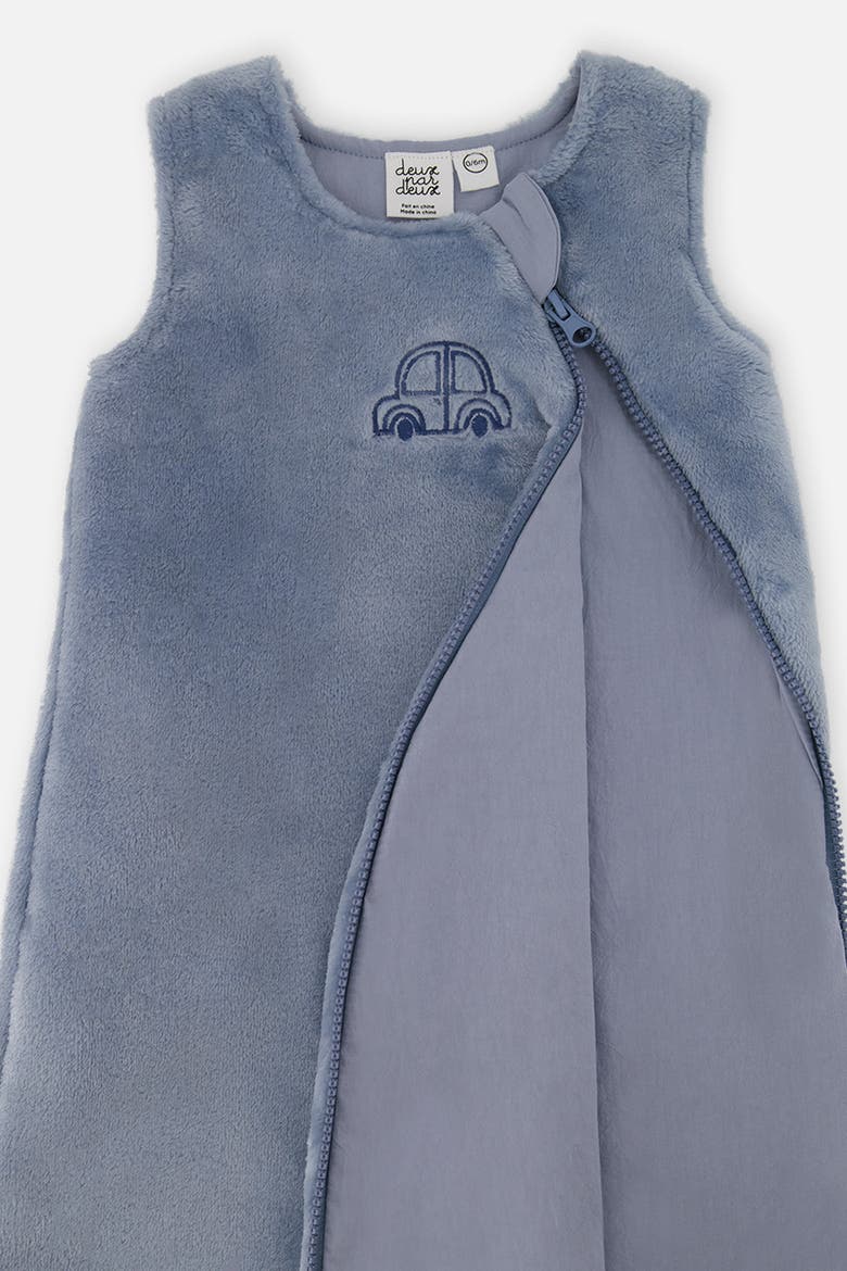 Plush Car Embroidered Zipper Sleep Sack, Alternate, color, Sky Blue