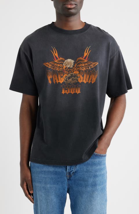 Eagle Skull Cotton Graphic T-Shirt