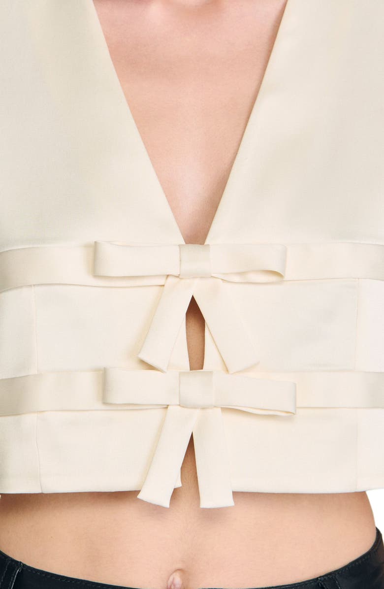 SANDRO Sleeveless satin crop top, Alternate, color, Ecru