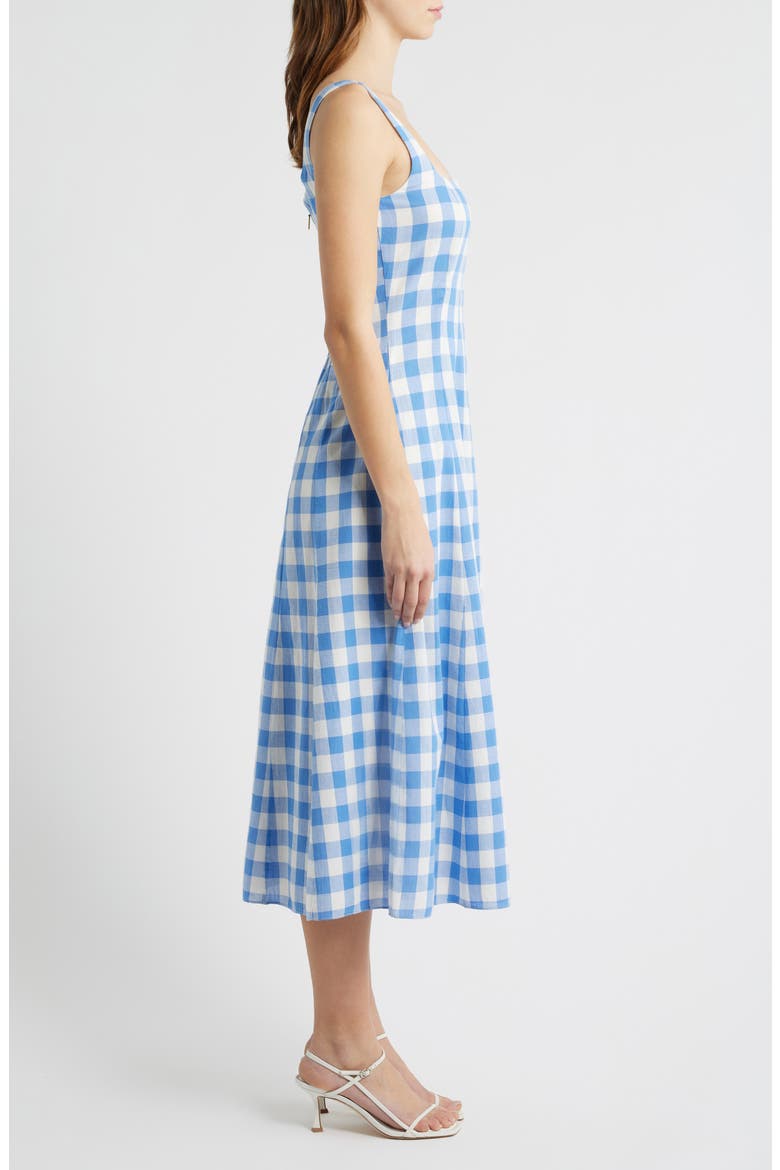 Ardena Organic Cotton Ginghanm Dress, Alternate, color, BLUE BONNET GINGHAM