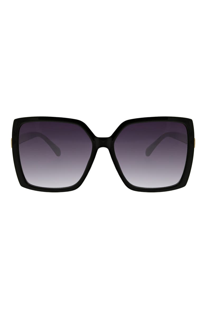 60mm Glam Square Sunglasses, Main, color, BLACK