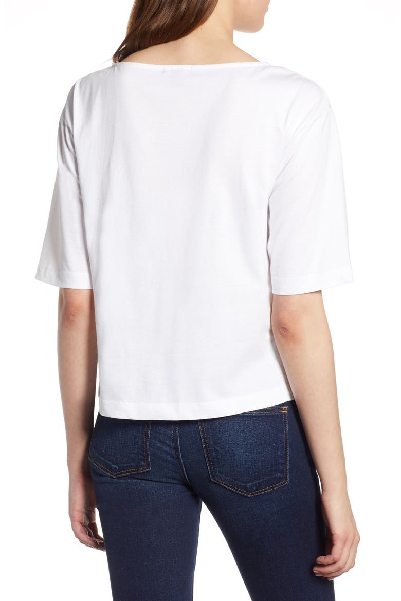 Boat Neck Cotton Top, Alternate, color, WHITE