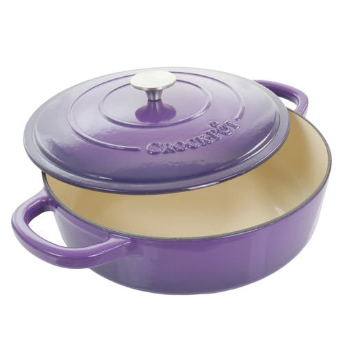 Crock-pot 2 Piece 5 Quart Enameled Cast Iron Braiser With Lid In Purple