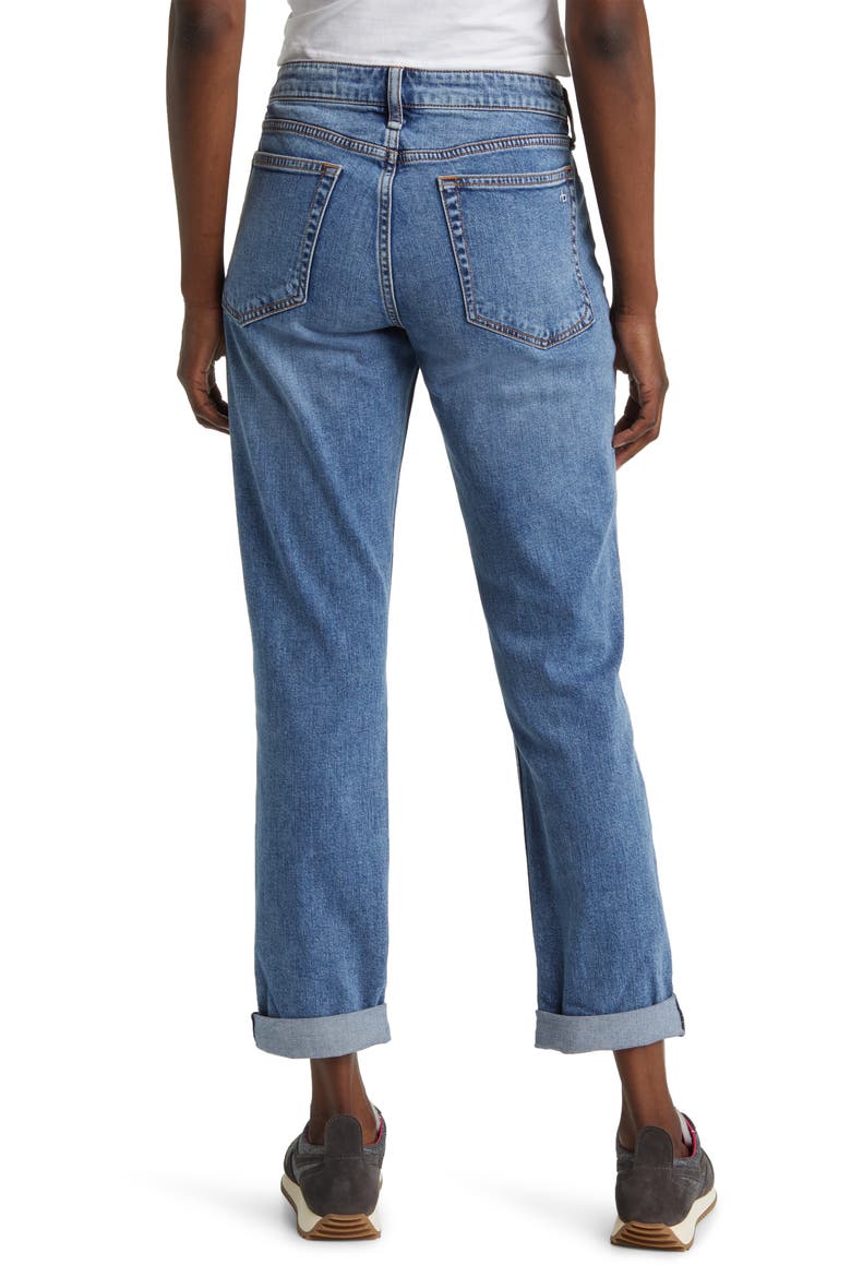 Dre Distressed Low Rise Slim Boyfriend Jeans, Alternate, color, BLUE RIVER