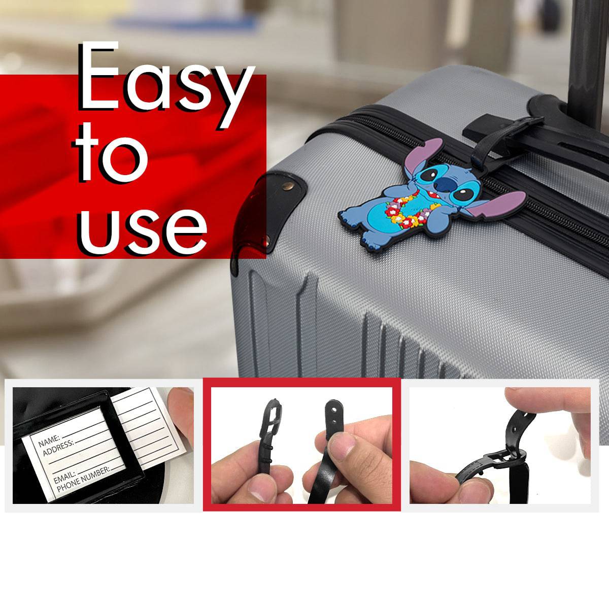 Disney Luggage Travel Tags, Set of 4, Alternate, color, Blue, Black