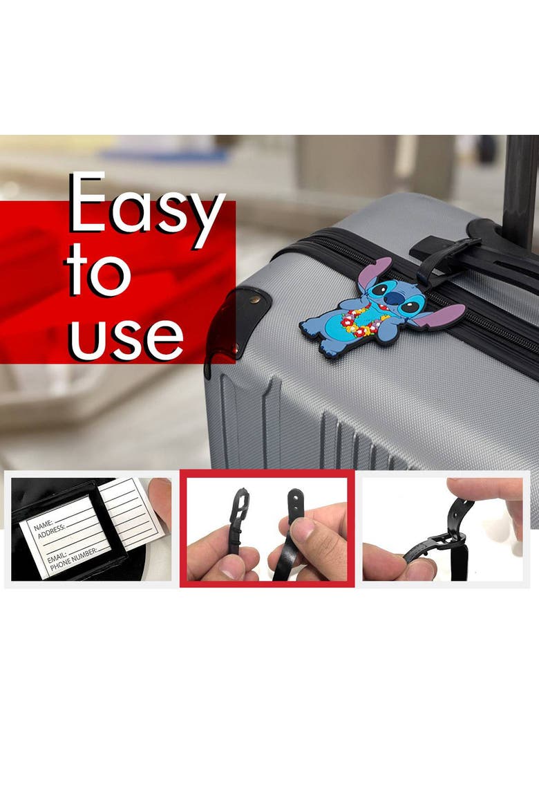 Luggage Travel Tags, Set of 4, Alternate, color, Blue, black