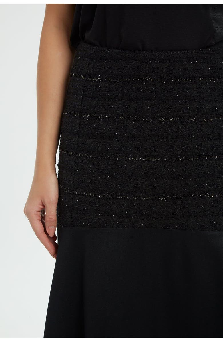 Gizia Upper Sequin Side Zipper Black Midi Skirt, Alternate, color, Black