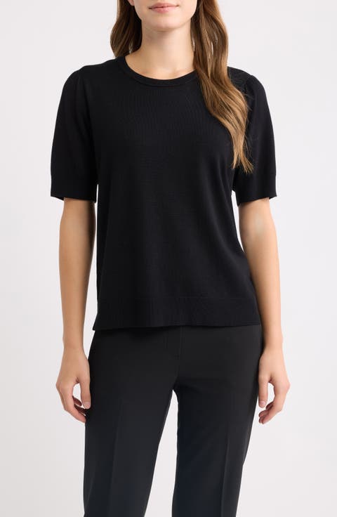 Puff Sleeve Crewneck Sweater