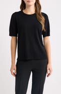 AK ANNE KLEIN Puff Sleeve Crewneck Sweater