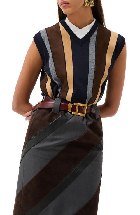 Gender Inclusive Mixed Media Patchwork Sweater Vest